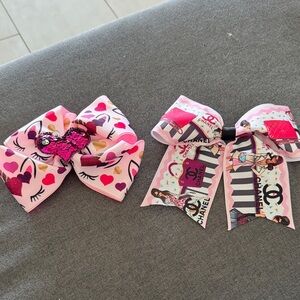 Chic Pink Heart and Character Hair Bow Set